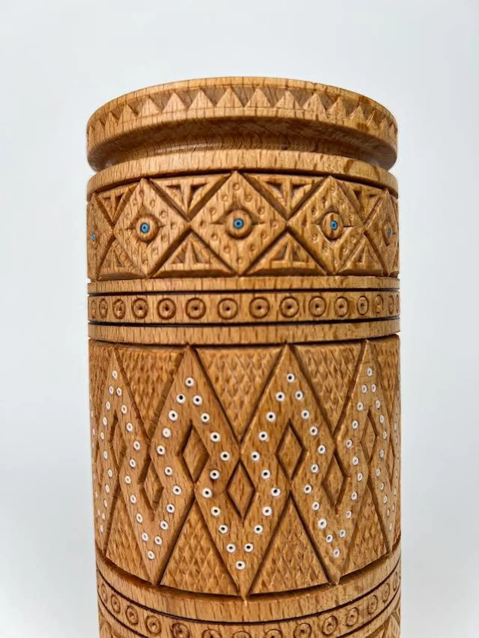 Ukrainian Hand-Carved Wooden Decorative Vase - Image 2