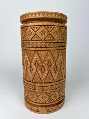 Ukrainian Hand-Carved Wooden Decorative Vase